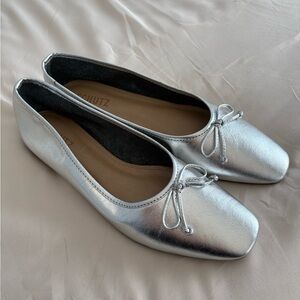 SCHUTZ Metallic Silver Ballet Flat